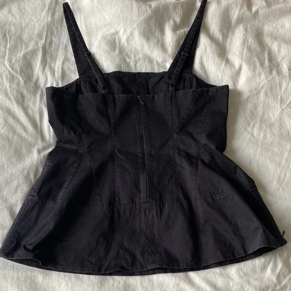 Tibi Stretch Cotton Navy Peplum Top Size 10 - Picture 5 of 5